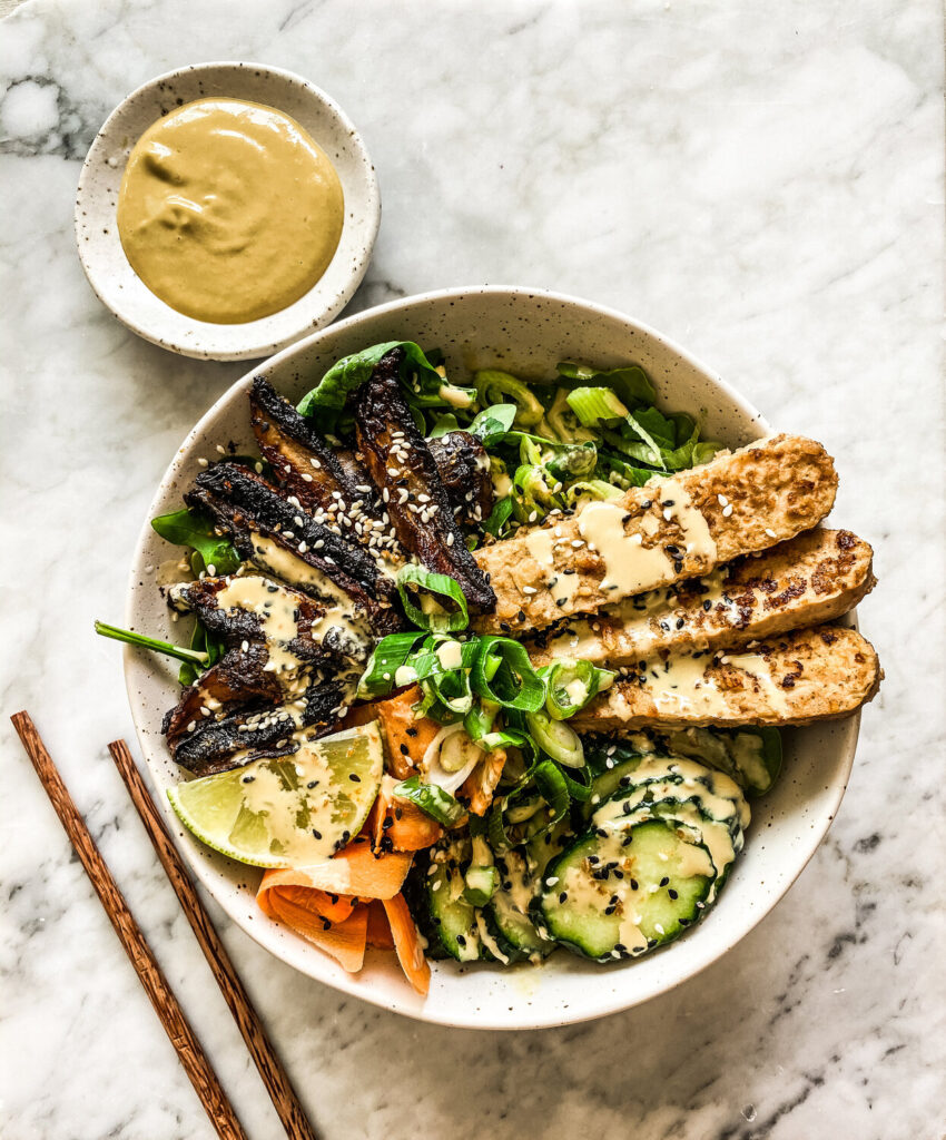 Miso Tempeh + Crispy Mushroom Bowl Liv Kaplan Healthy Recipes