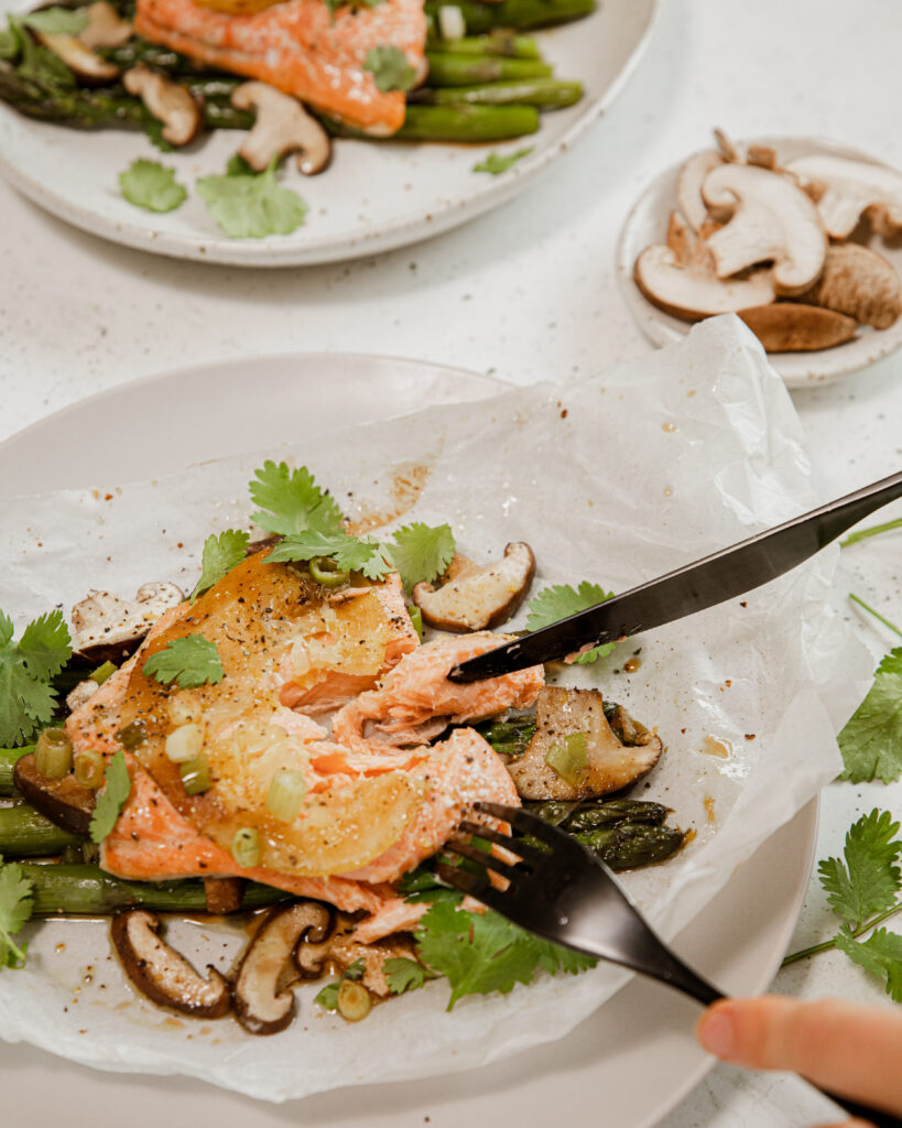 Baked Salmon Shiitake And Asparagus Liv Kaplan Healthy Recipes